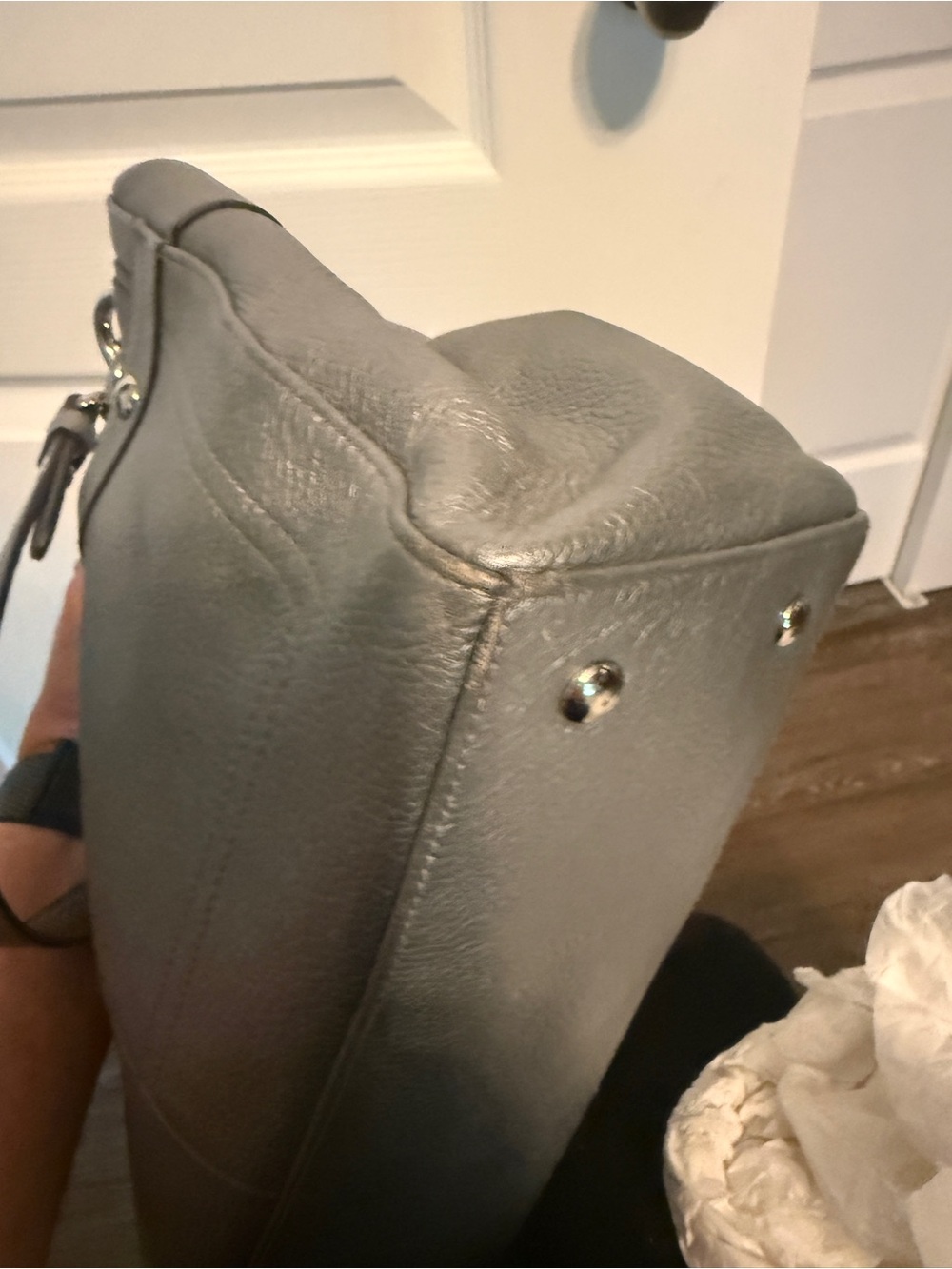 Classic Gray Leather Tote Bag - Picture 8 of 11
